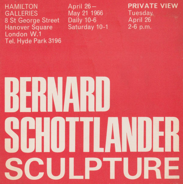 Bernard Schottlander Sculpture 1966 Hamilton Galleries