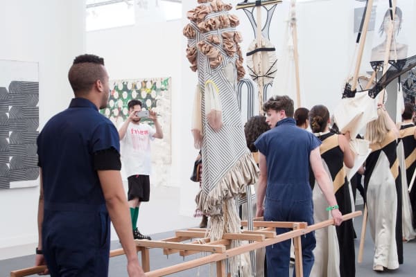 Installation images and live images of Lara Schnitger's Suffragette City at Frieze.