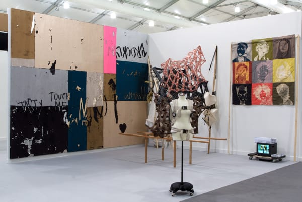 Installation images and live images of Lara Schnitger's Suffragette City at Frieze.
