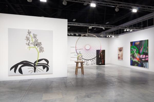 Booth shoots. Many gallery artists included, among them Chris Martin, Jim Lambie, and Ellen Berkenblit.