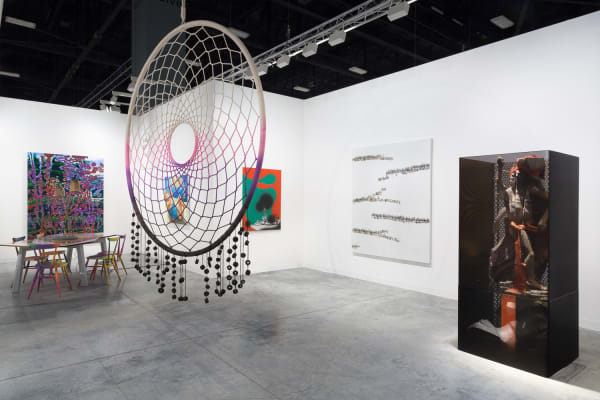 Booth shoots. Many gallery artists included, among them Chris Martin, Jim Lambie, and Ellen Berkenblit.