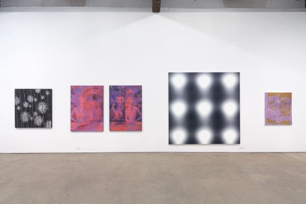 Installation view of the group exhibition titled the Painter of Modern Life. Axel's works alongside Gonzales' works.