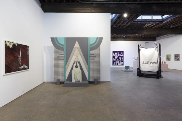 Installation view of the Matthew Higgs-curated show, Displayed. Here, Diane Simpson explores the display aesthetic of the shopping window.