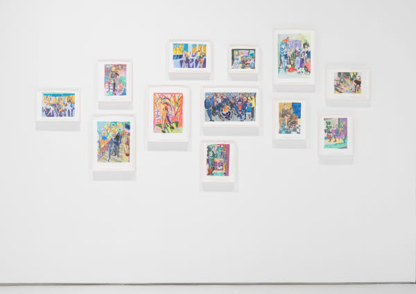 Installation view of Aliza Nisenbaum's solo exhibition of the gallery featuring large paintings. Many of Aliza's small works presented.