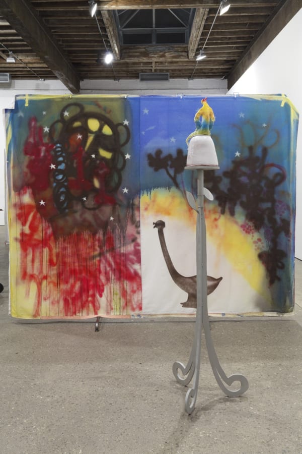 Installation view of Alessandro Pessoli's fifth solo show at Anton Kern Gallery. Detail of relational works.