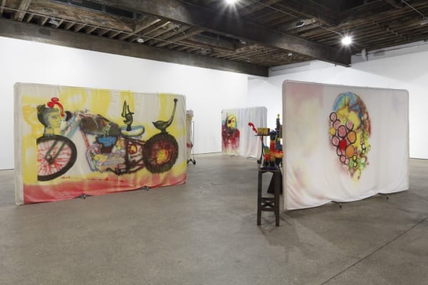 Installation view of Alessandro Pessoli's fifth solo show at Anton Kern Gallery. A few works featured.