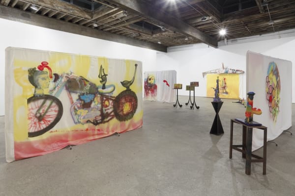 Installation view of Alessandro Pessoli's fifth solo show at Anton Kern Gallery. A few works shown.