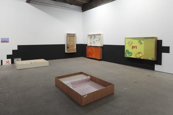 Installation view of Manfred Pernice's show titled Prezzi. View of some works.