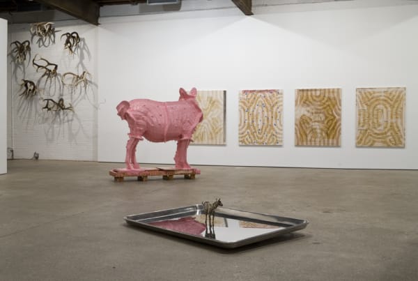 Installation view of Michael Joo's solo show. A few works present.
