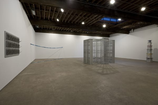 Installation view of Marepe's show entitled "Discompleto" consisting of sculpted works.