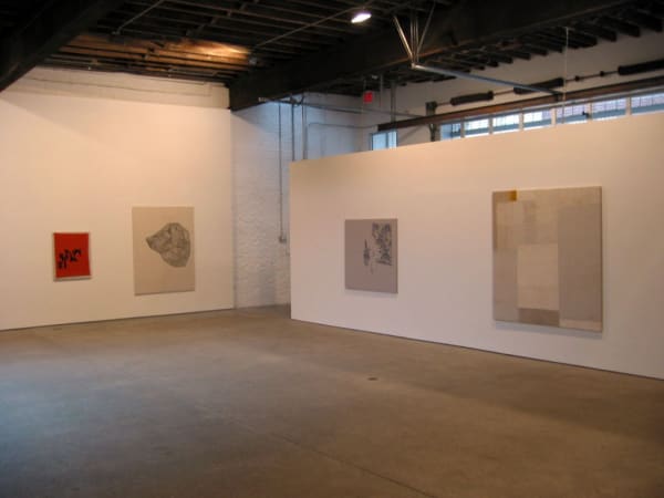 Installation of Sergej Jensen's first solo show in New York. A few fabric works featured.