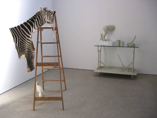 Installation view of Michael Joo's sculptural preview for Still Lives, entitled Distilled. Two works featured.