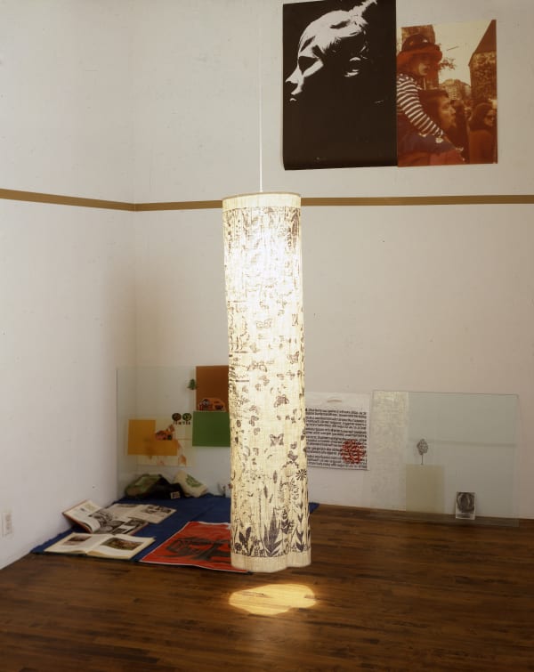 Installation view of Kai Althoff's first show in NYC, featuring drawings, photos, and a sculpture.