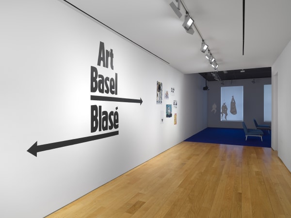 Installation view on the gallery's third floor of Erik van Lieshout's exhibition. Collage is featured.
