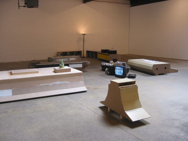 Installation view of Manfred Pernice's third solo show in New York titled Commerzbank.