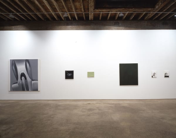 Installation view of Wilhelm Sasnal's first solo show at Anton Kern Gallery, featuring a body of paintings. A few of Sasnal's works featured.