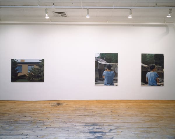 Installation view of Eberhard Havekost's first solo show at Anton Kern Gallery, featuring a body of oil paintings.