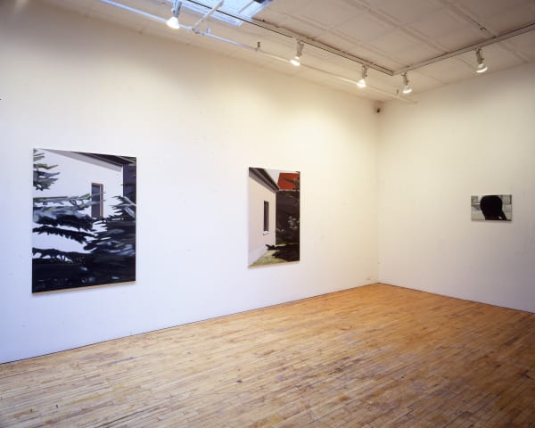 Installation view of Eberhard Havekost's first solo show at Anton Kern Gallery, featuring a body of oil paintings. Three works shown.