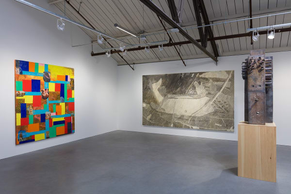 Installation view of the group show coordinated by Kreps and Kern Galleries, featuring many artists. Featured here is Chris Martin from Anton Kern Gallery.