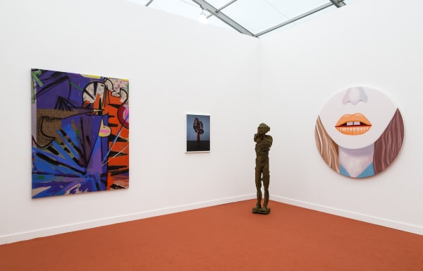 Installation view of Frieze NY 2017. Berkenblit, Jones, Monahan, and Calvin featured.