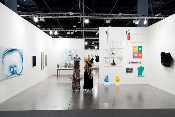 Installation view of Anton Kern booth at Art Basel Miami Beach 2013. Lara Schnitger, David Shrigley, and Monahan featured.