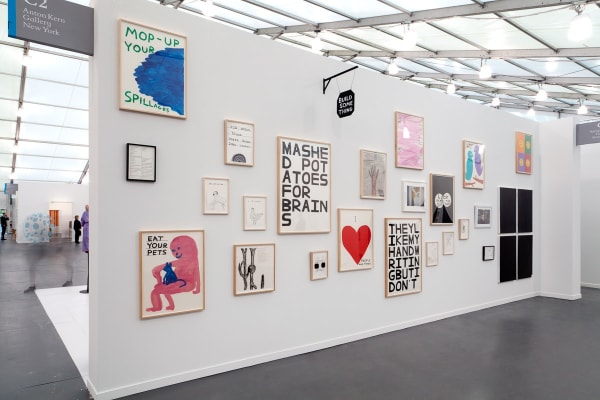 Installation view of the Anton Kern booth at Frieze New York 2013. Part one of the Shrigley walls of works.