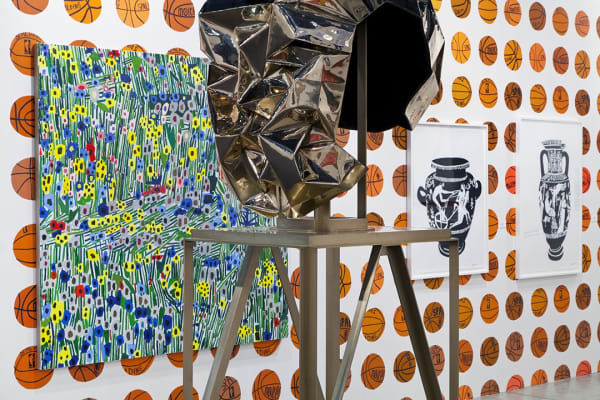 Installation view of the Anton Kern booth at Basel Miami 2012. Detail of Monahan's bronze work.