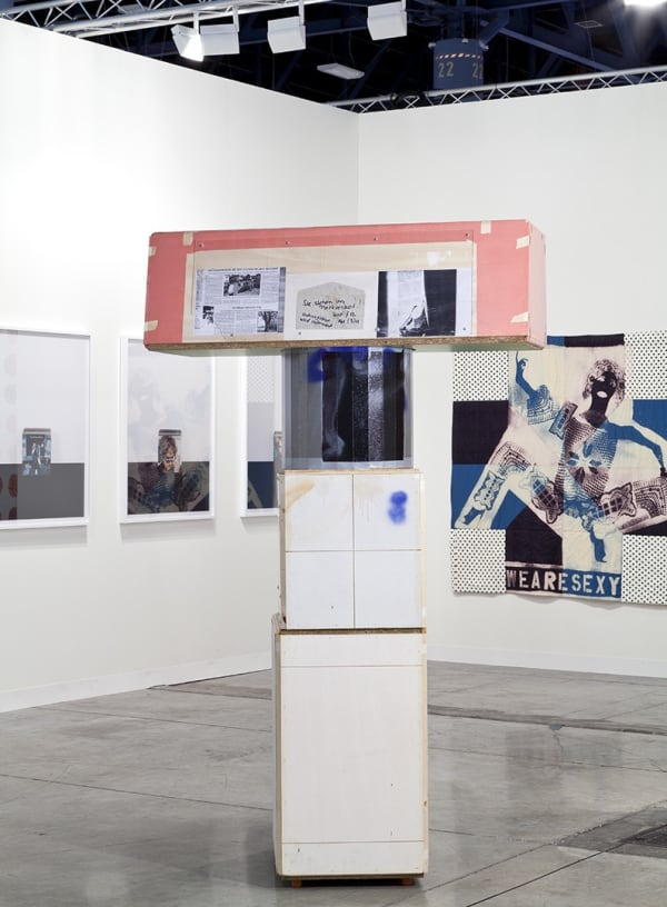 Installation view of the Anton Kern booth at Basel Miami 2012. Detail of Manfred Pernice's sculpture.