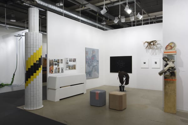 Installation view of the Anton Kern booth at Basel 2009. Many artists represented.