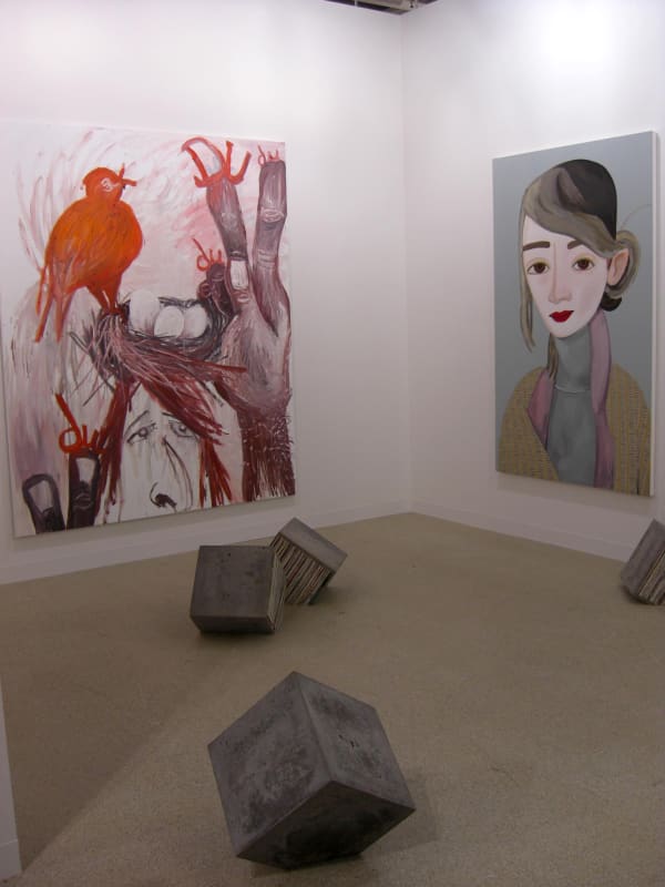 Installation view of the AKG booth at Basel 2008, featuring works by Bendix Harms.