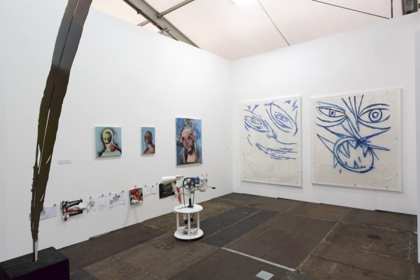 Installation view of the Anton Kern booth at Frieze London 2008, featuring works by Dan McCarthy.