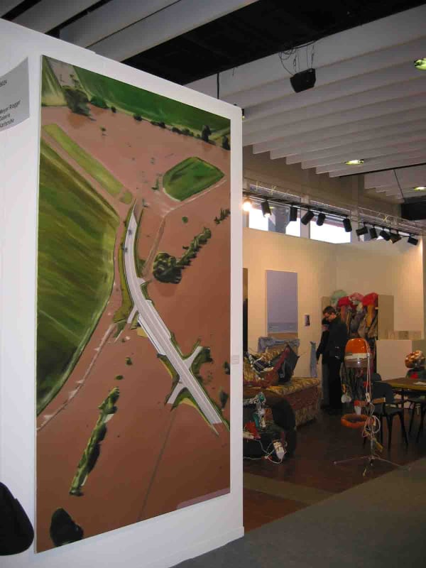 Installation view of the Anton Kern booth at the Armory Show 2003. Sasnal featured.