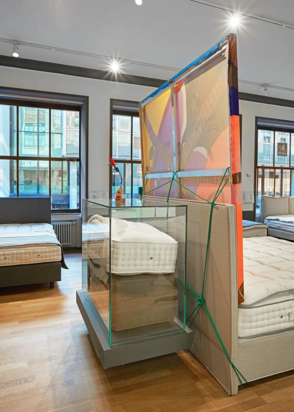 Installation view of Yuli Yamagata's show at Art Basel Parcours. The back of one work.