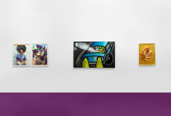 Installation view of FIAC booth, including three works,