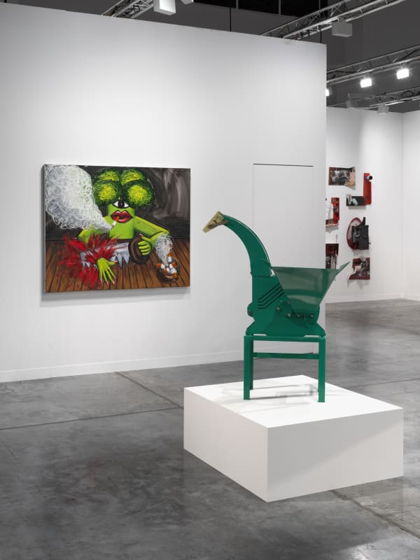 Installation view of Basel Miami booth day two hang. Hein Koh and Marepe seen.