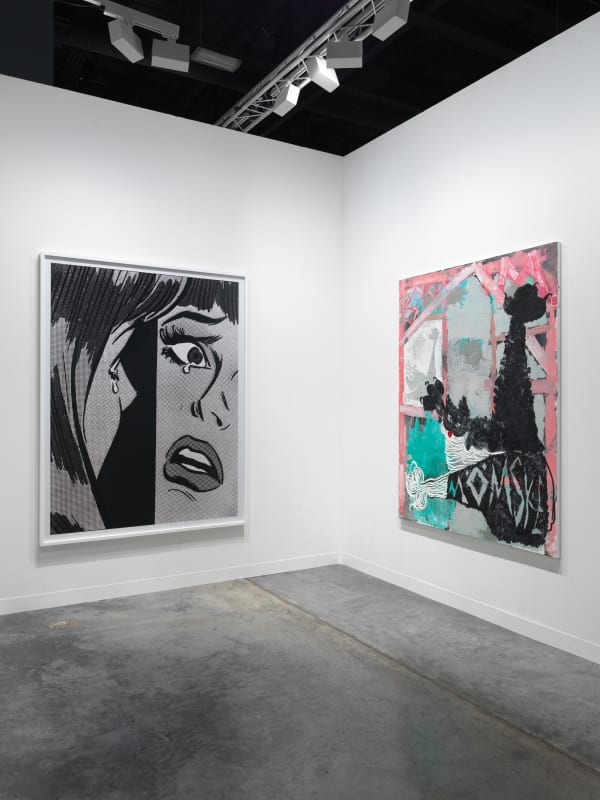 Installation view of Basel Miami booth day two hang. Two works shown.