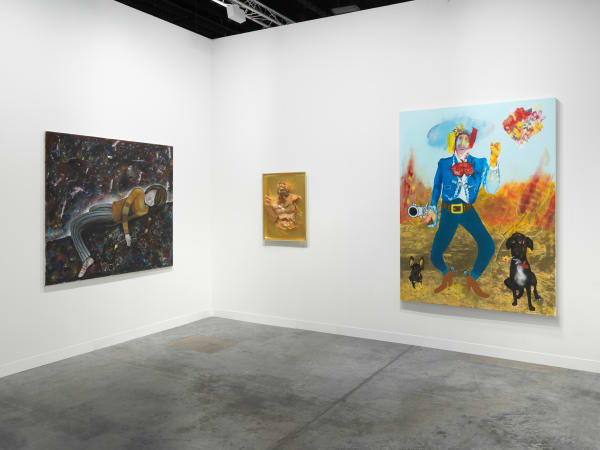 Installation view of day three at Art Basel Miami. Three works featured.