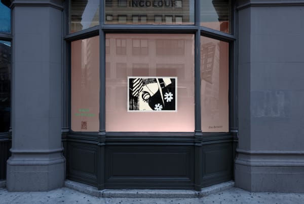 Lafayette window vitrine featuring Ellen Berkenblit