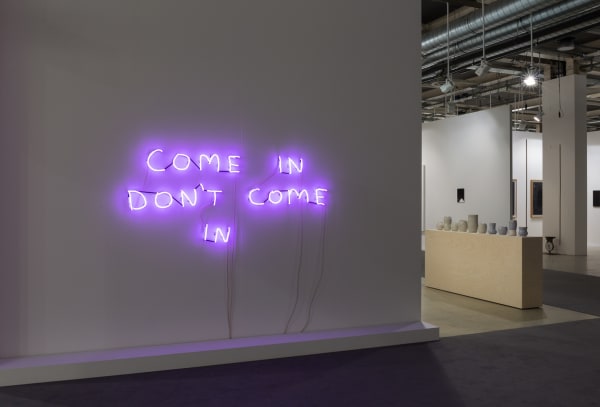 Installation view of the fair. Many gallery artists are exhibited, among them, Lara Schnitger, Jim Lambie, Nicole Eisenman, among others.