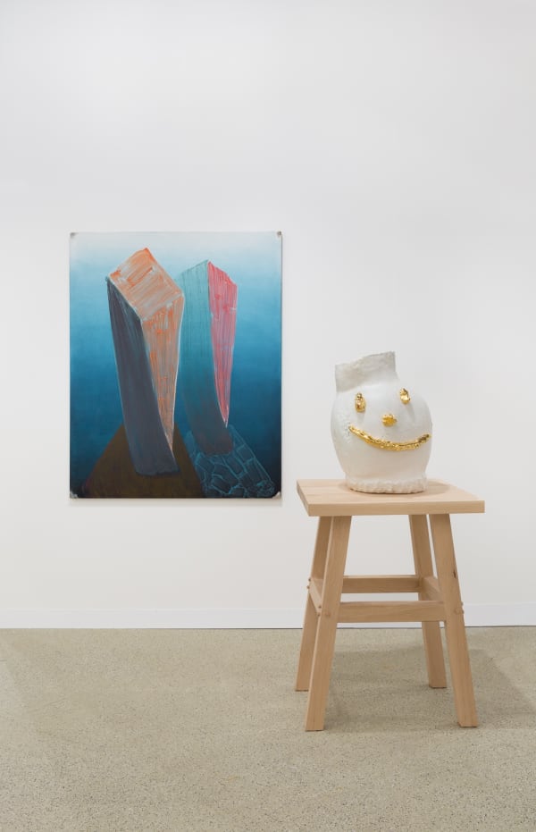 Installation view of the fair. Many gallery artists are exhibited, among them, Lara Schnitger, Jim Lambie, Nicole Eisenman, among others.