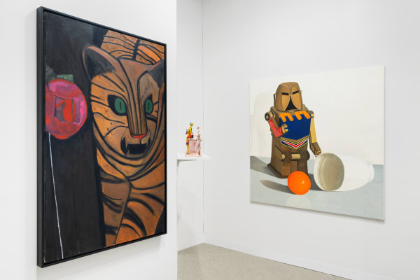 Installation view of Art Basel 2023 booth K10 with view of floors, walls, and artworks.