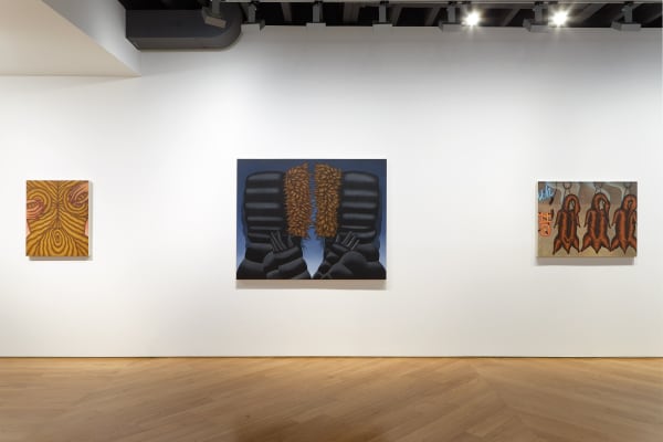 Installation view of Julie Curtiss's solo show at the gallery featuring paintings and sculptures. One painting presented.