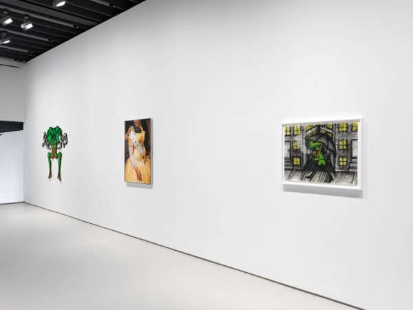 Installation view of "11".a group exhibition of artists at the gallery. Three works shown.