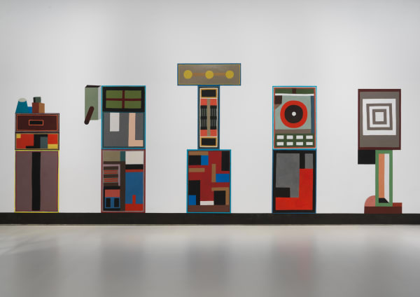 Installation view of the gallery's exhibition 'Old Technology.' A group exhibition--the first after closures due to the pandemic. Three of Nathalie Du Pasquier's paintings featured.