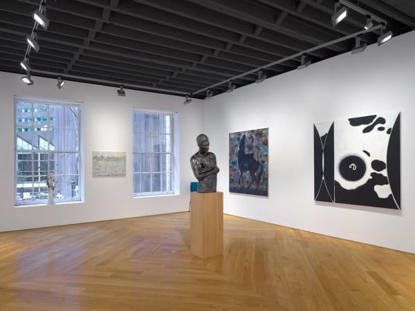 Installation view on the third floor featuring Wilhelm Sasnal, Ellen Gronemeyer, and Pawel Althamer.