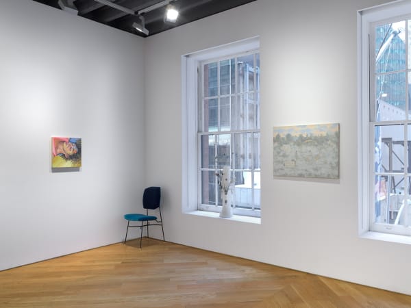 Byrd painting front and center with Martino chair and Aliza painting on the wall.