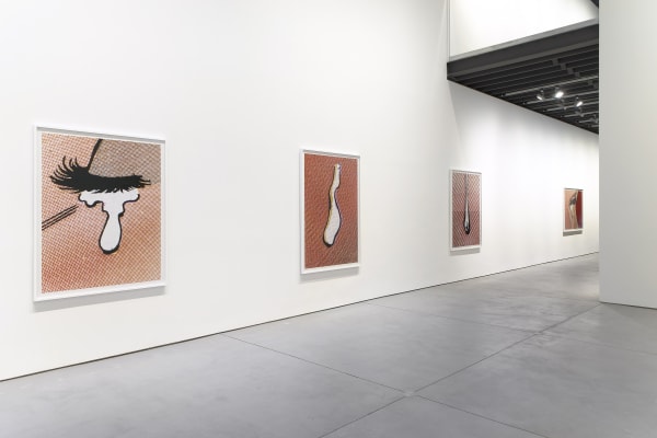 Installation view of Anne Collier's show. Here, three of her works are featured.