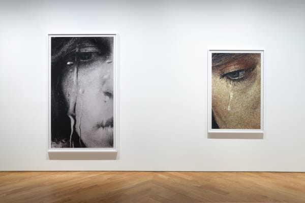 Installation view of Anne Collier's show. Two works shown here.