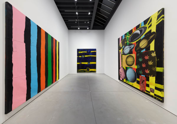 Installation view of Chris Martin's solo show. Three works presented.