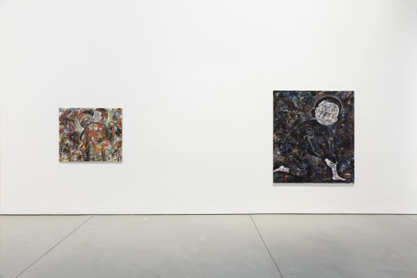 Installation view of frozen show, presenting two of the artist's works.